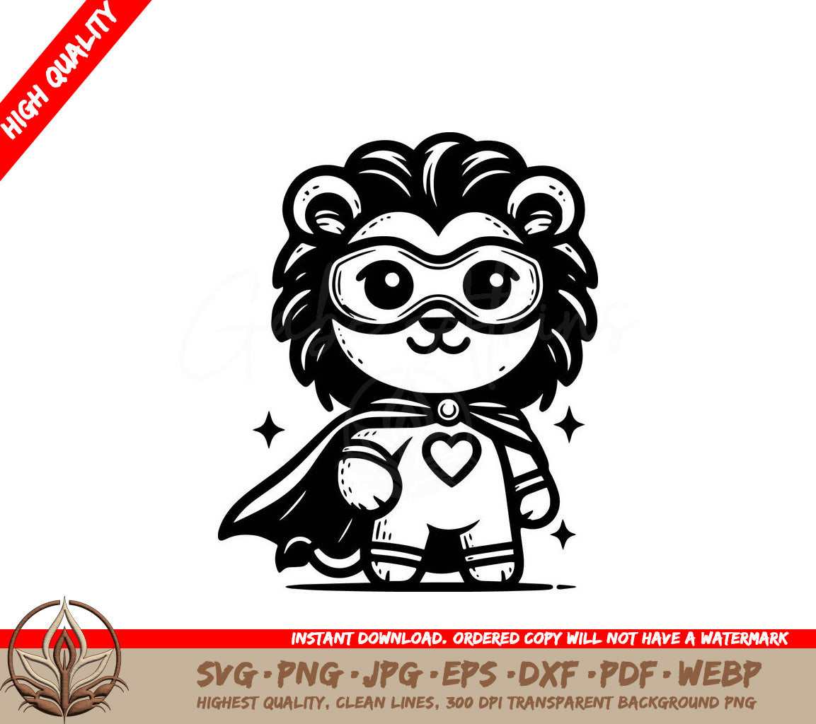 Super Lion Heart Digital Design in SVG, PNG, JPG, AI, PDF, DXF, EPS and WebP Formats 
