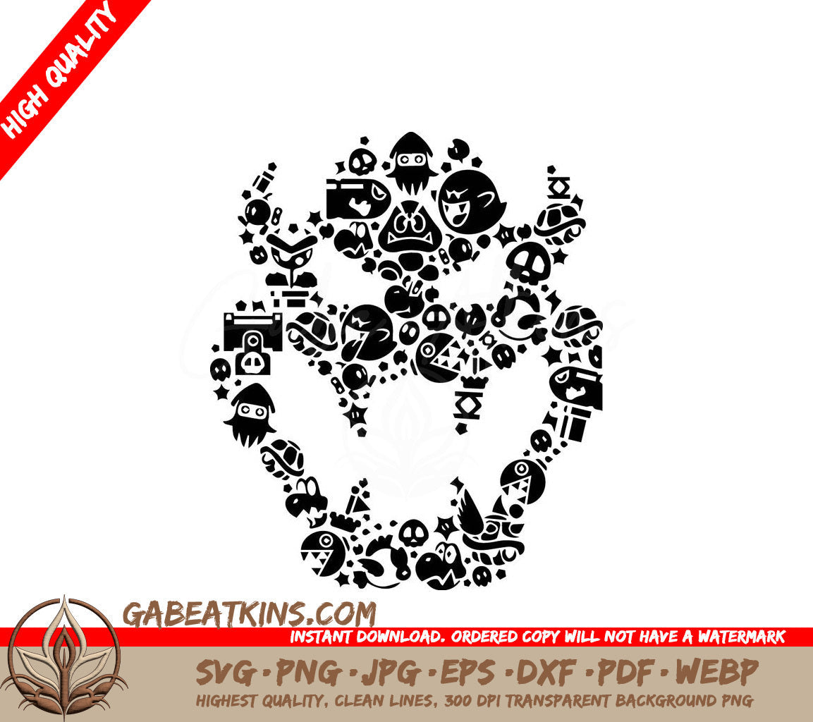  Mario Bros Characters SVG - Super Mario Bowser SVG SVG