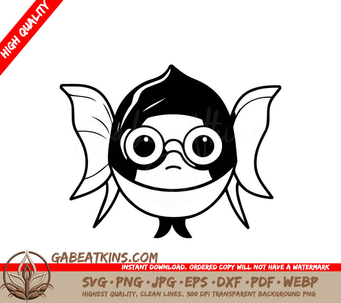 Superhero Fish with Glasses -  SVG Illustration SVG