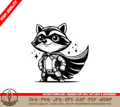Superhero Raccoon Adventure SVG Cut File 
