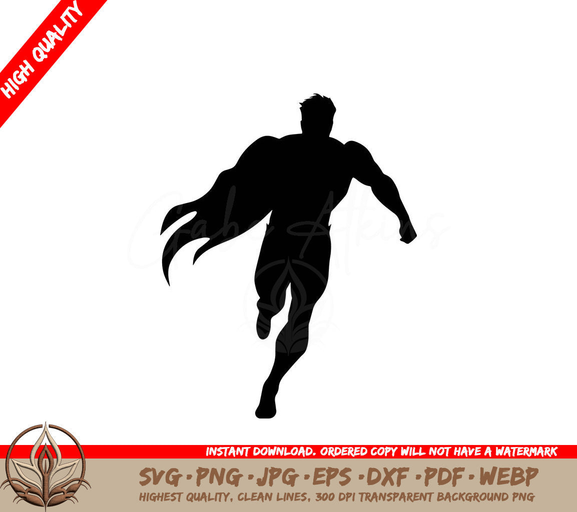 Superhero Soaring Digital Design Cut File in SVG PNG JPG AI PDF DXF EPS and WebP Formats 
