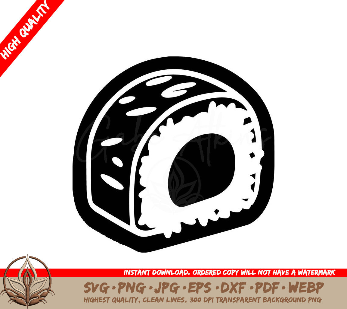 Sushi Roll Digital Design Cut File in SVG, PNG, JPG, AI, PDF, DXF, EPS and WebP Formats 
