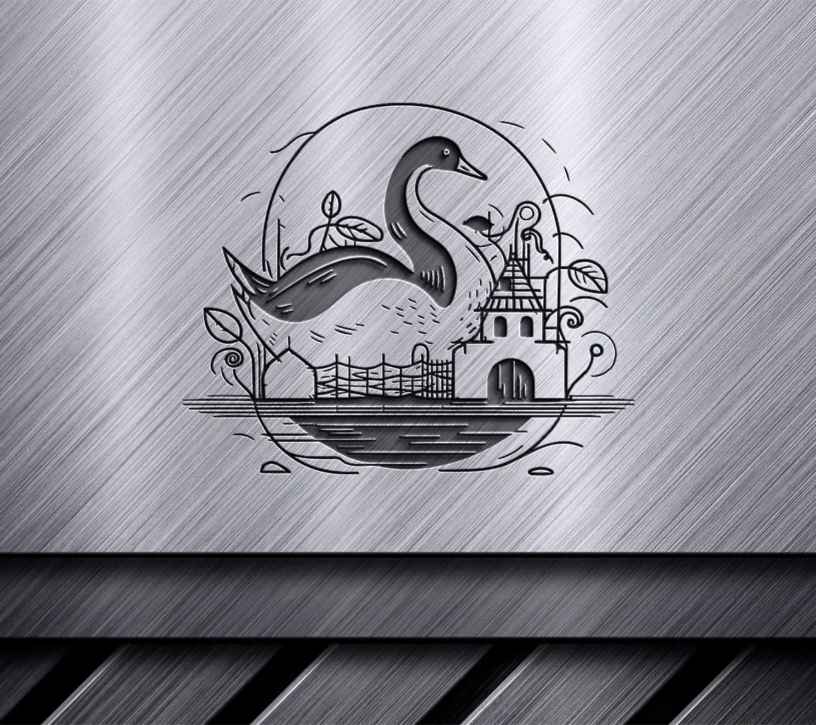  Swan Castle SVG - City Skyline Vector Illustration SVG