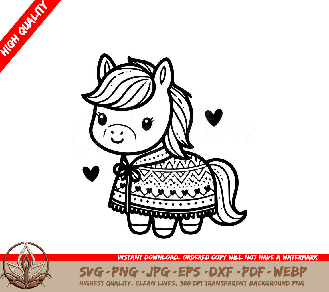 Sweater Horse Digital Design File (SVG, PNG, JPG, AI, PDF, DXF, EPS, WebP) 
