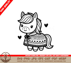 Sweater Horse Digital Design File (SVG, PNG, JPG, AI, PDF, DXF, EPS, WebP) 
