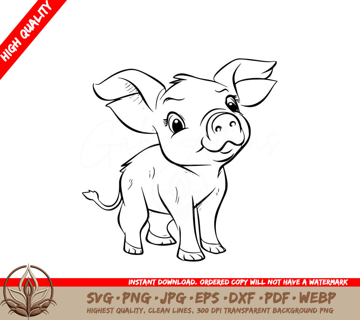 Sweet Piggy Digital Design File for Cricut, Silhouette, and More (SVG, PNG, JPG, AI, PDF, DXF, EPS, WebP) 
