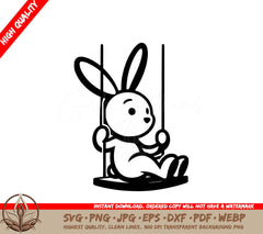 Swinging Rabbit Digital Design in SVG, PNG, JPG, AI, PDF, DXF, EPS  WebP Formats 
