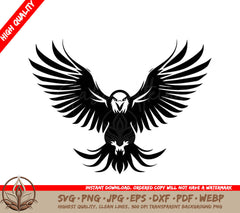 Swooping Freedom Tattoo Style Eagle Emblem Ink Masterpiece Eagle with Skull Icon SVG 