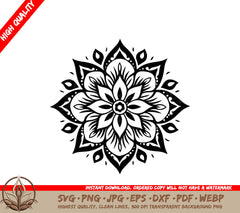 Symmetrical Flower: Digital Design in Multiple File Formats (SVG, PNG, JPG, AI, PDF, DXF, EPS, WebP) 
