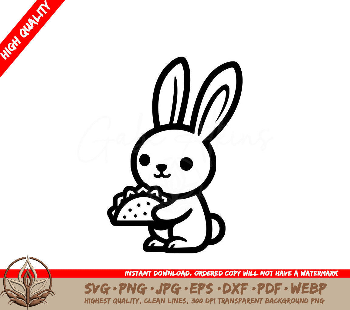 Taco-Loving Bunny Digital Design in Multiple File Formats 
