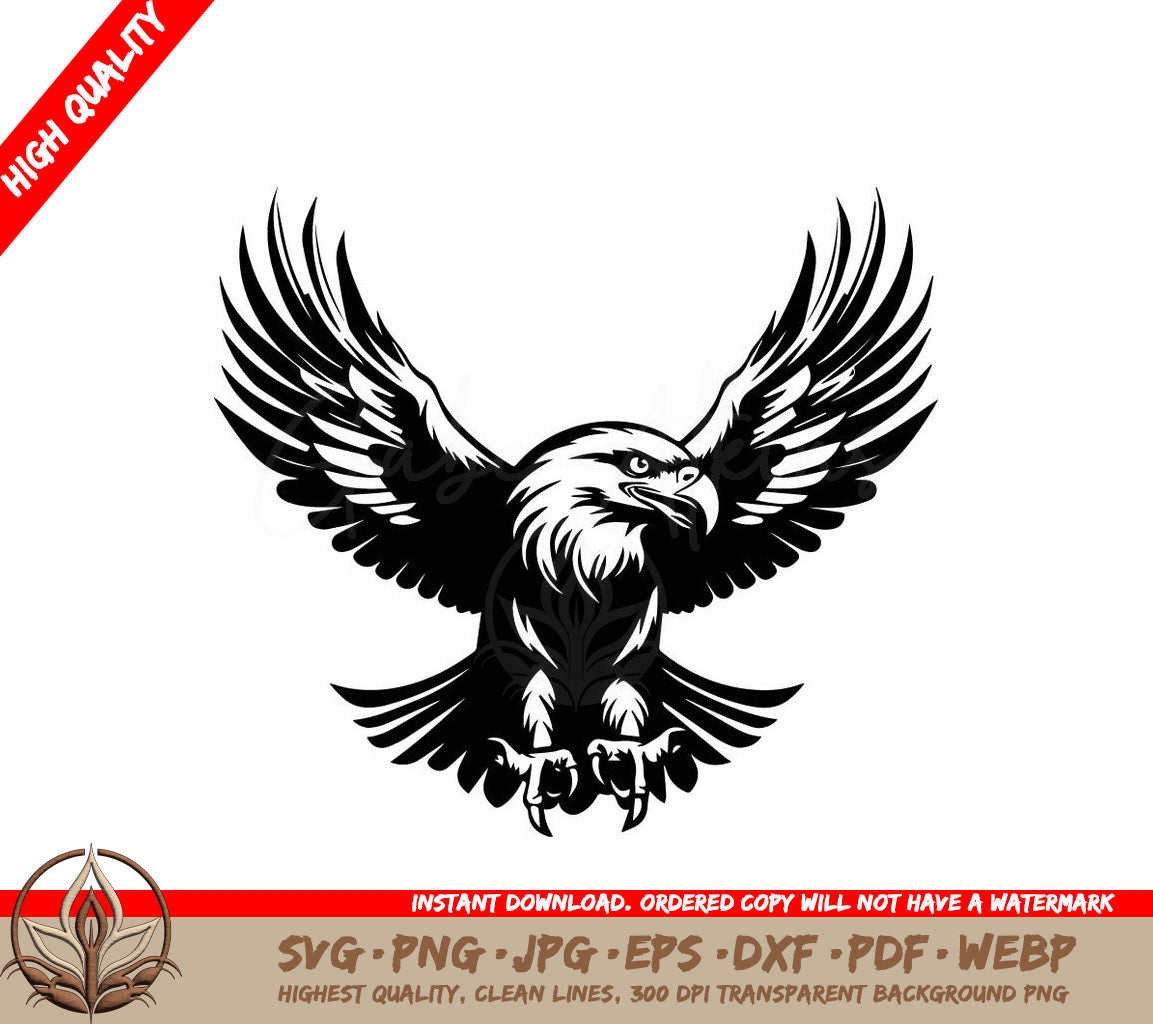 Tattooed Majesty Eagle with Skull Vector Logo Design Mystic Aviary Tattoo Style Eagle Emblem SVG 