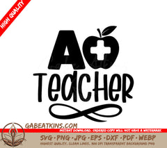  Teacher Design SVG - Apple & Cross Design SVG