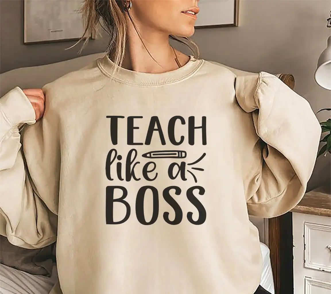 Teach Like A Boss  SVG Sign with Pencil SVG