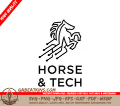 A Black And White Logo For Horse & Tech SVG - Tech Horse Line art icon logo vector illustration SVG