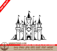  Castle with Flags Mini Truck SVG Vector Design SVG
