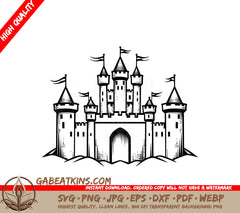  Castle SVG with Flags - Mini Truck Icon Vector Graphics SVG