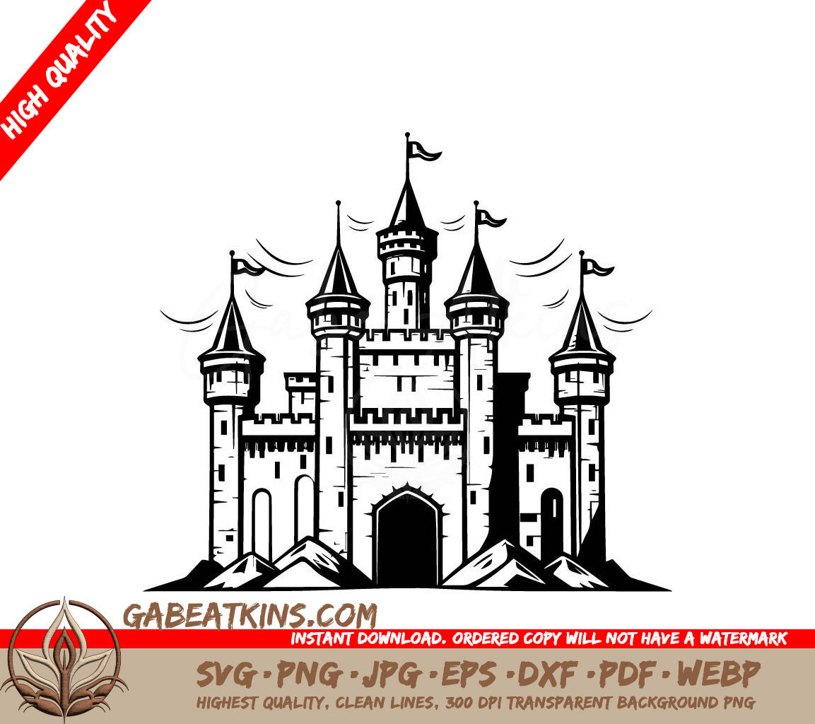  Castle Mountain Landscape SVG - Mini Truck Vector Icon Design SVG