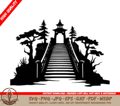 Temple Stairway Digital Design in SVG, PNG, JPG, AI, PDF, DXF, EPS  WebP Formats 
