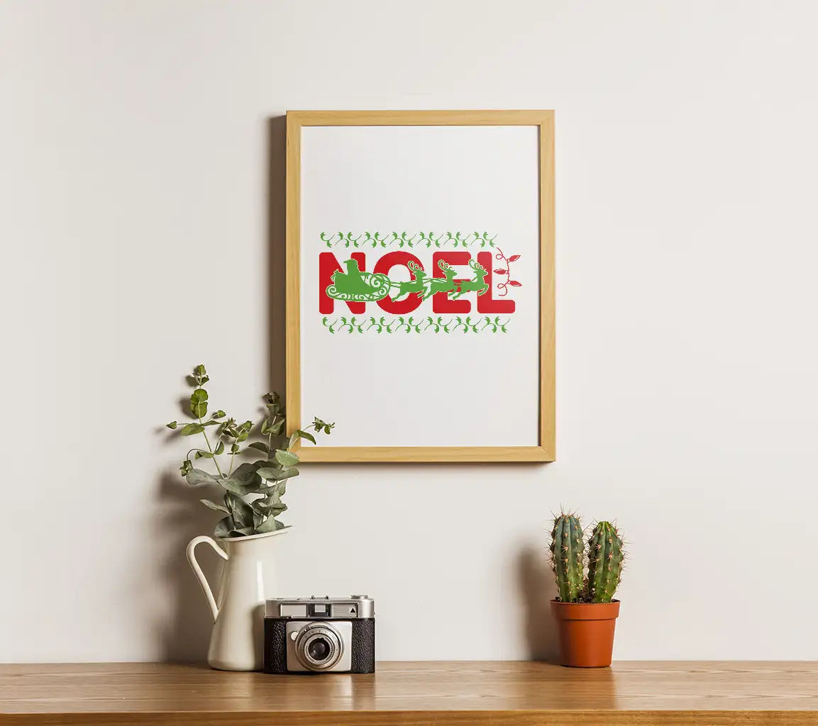 Noel Reindeer Sleigh SVG SVG