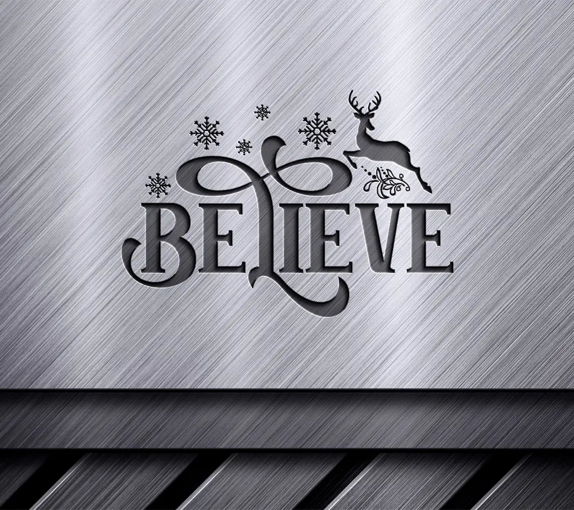Believe Reindeer Snowflake SVG Doormat SVG
