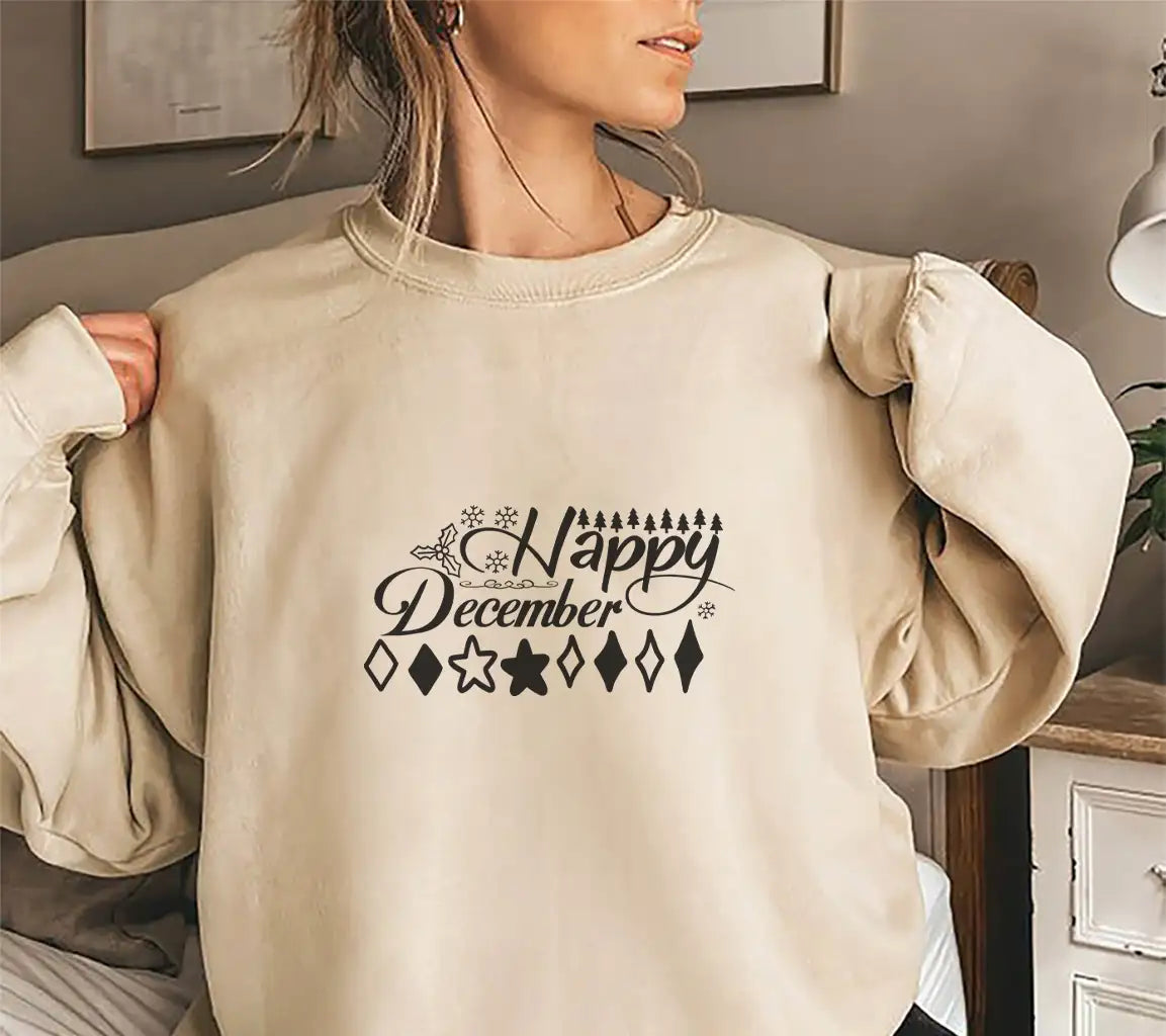 Happy December Trees & Stars SVG SVG