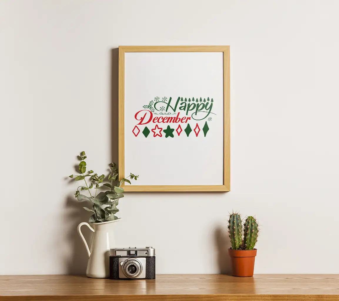 Happy December Trees & Stars SVG SVG