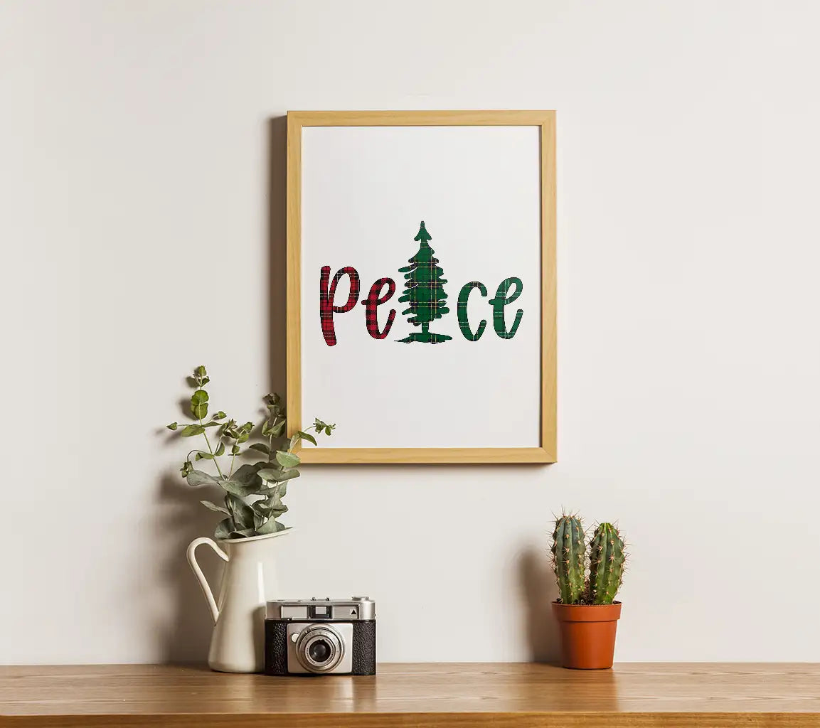 Plaid Peace Christmas Tree SVG SVG