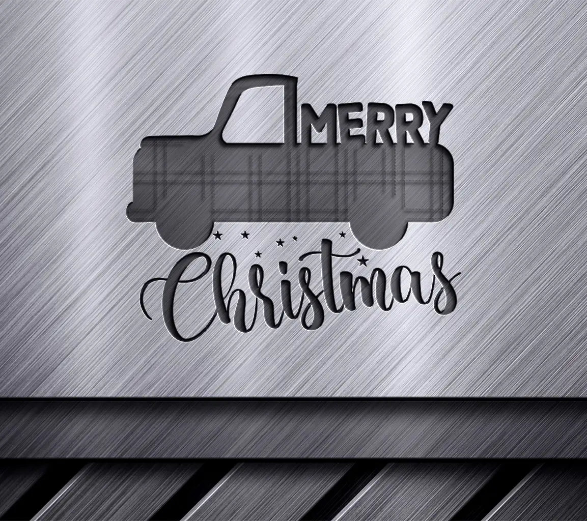 Plaid Truck Merry Christmas SVG SVG