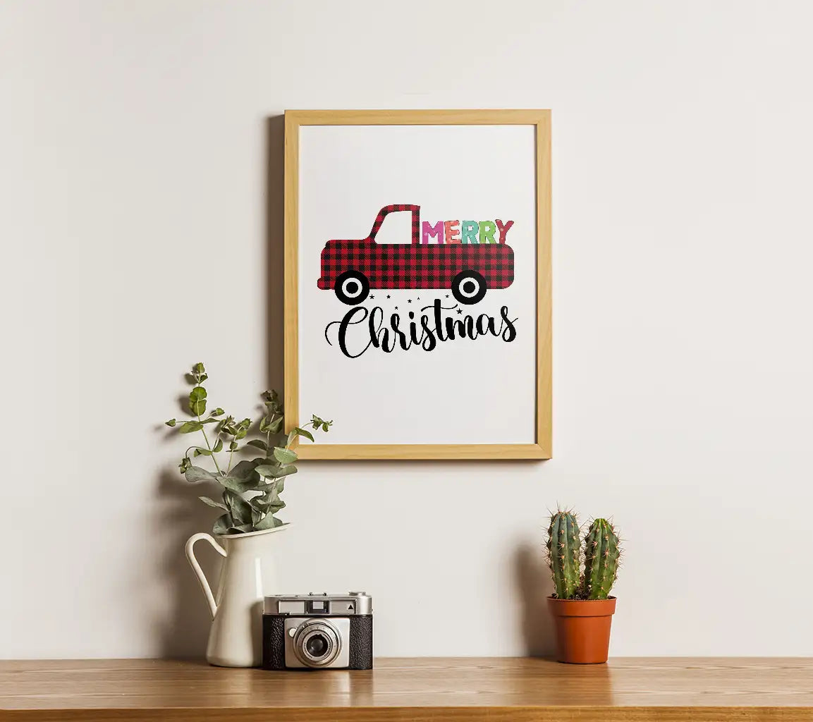 Plaid Truck Merry Christmas SVG SVG