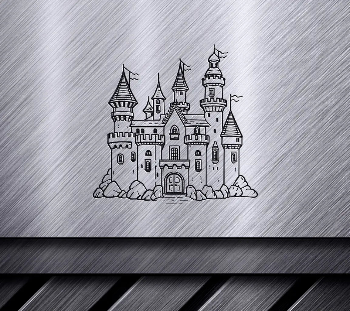 Enchanted Meadow Castle SVG -  Fantasy Drawing SVG
