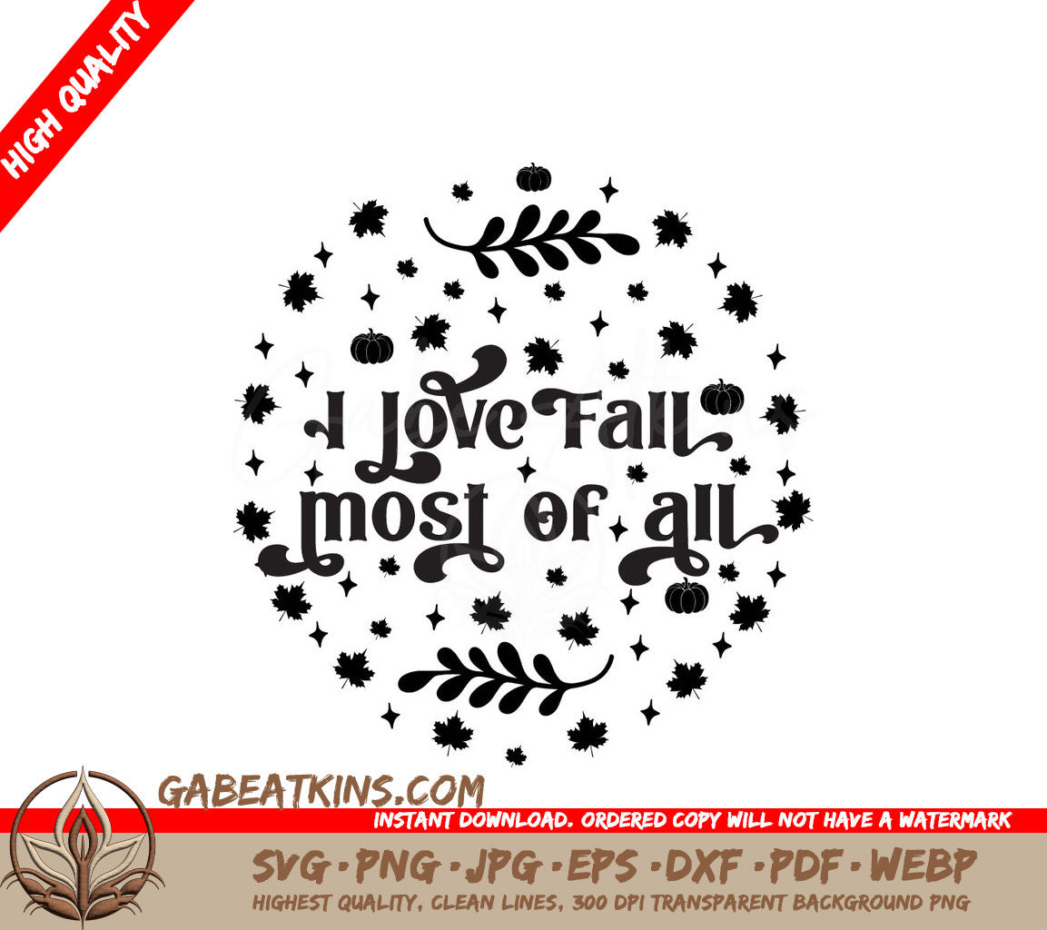I Love Fall SVG Sign SVG