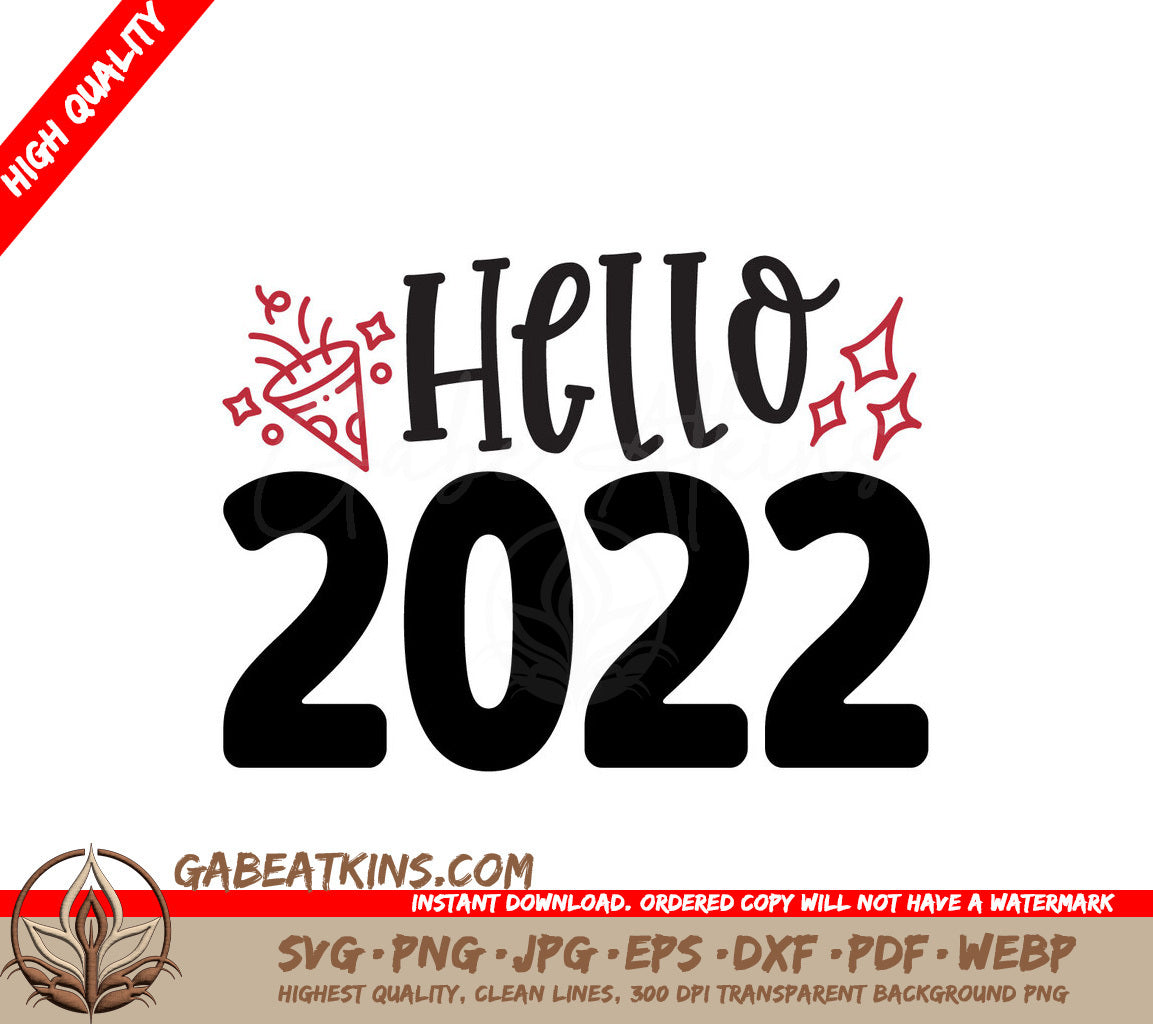 Hello 2022 Red Black SVG SVG