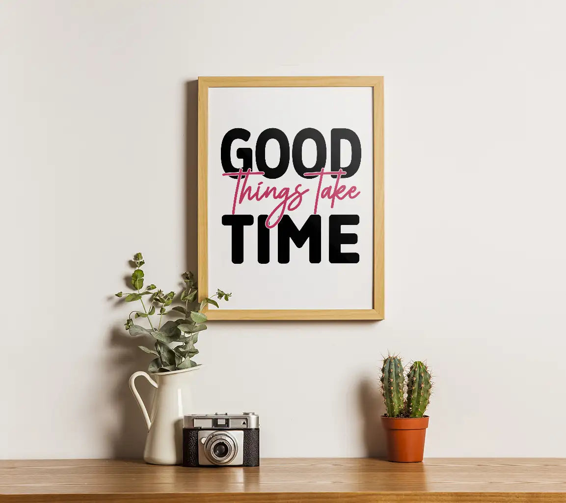 Black & Pink Good Things Take Time SVG SVG