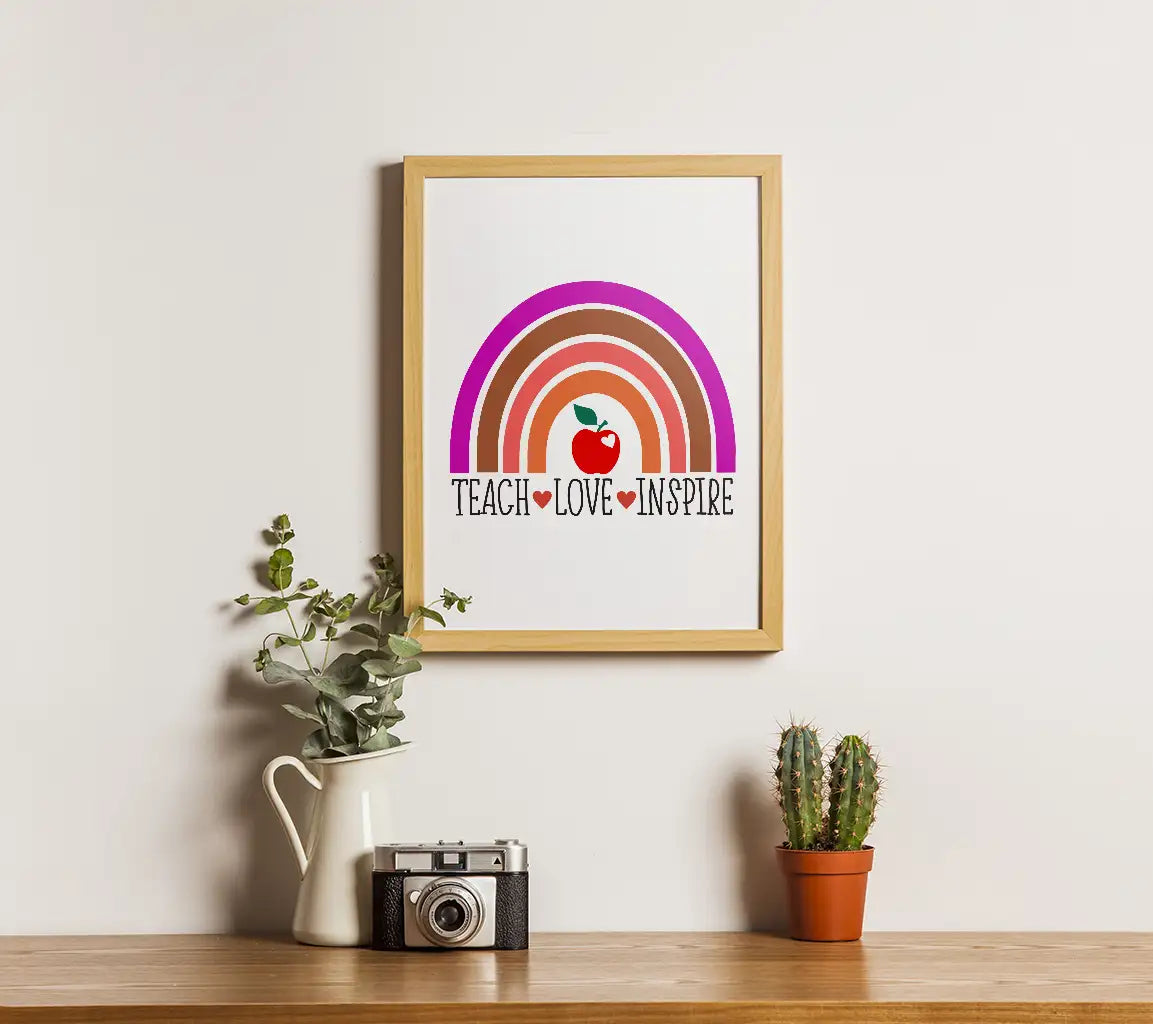 Rainbow Apple Teach Love Inspire SVG SVG