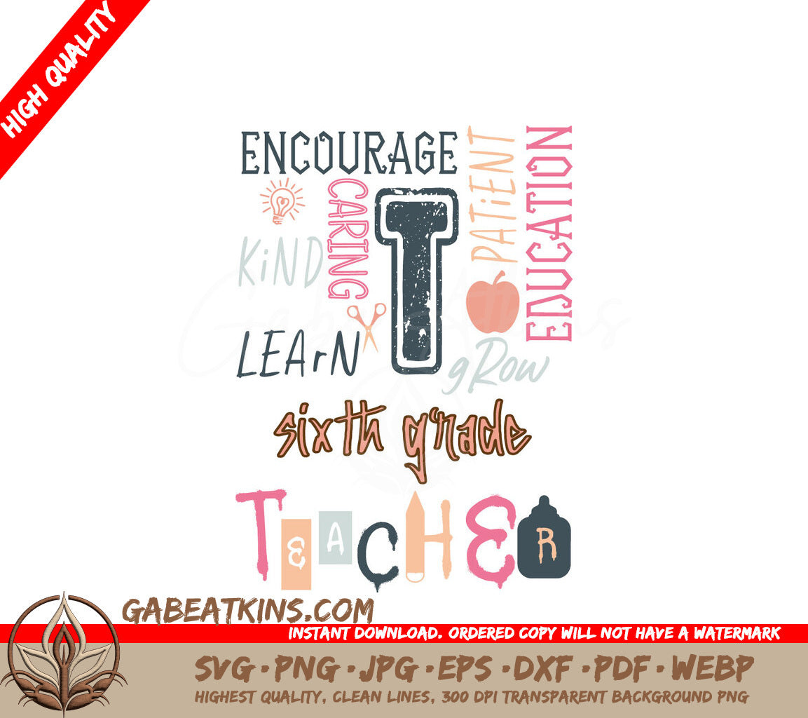 Sixth Grade Teacher SVG Design SVG
