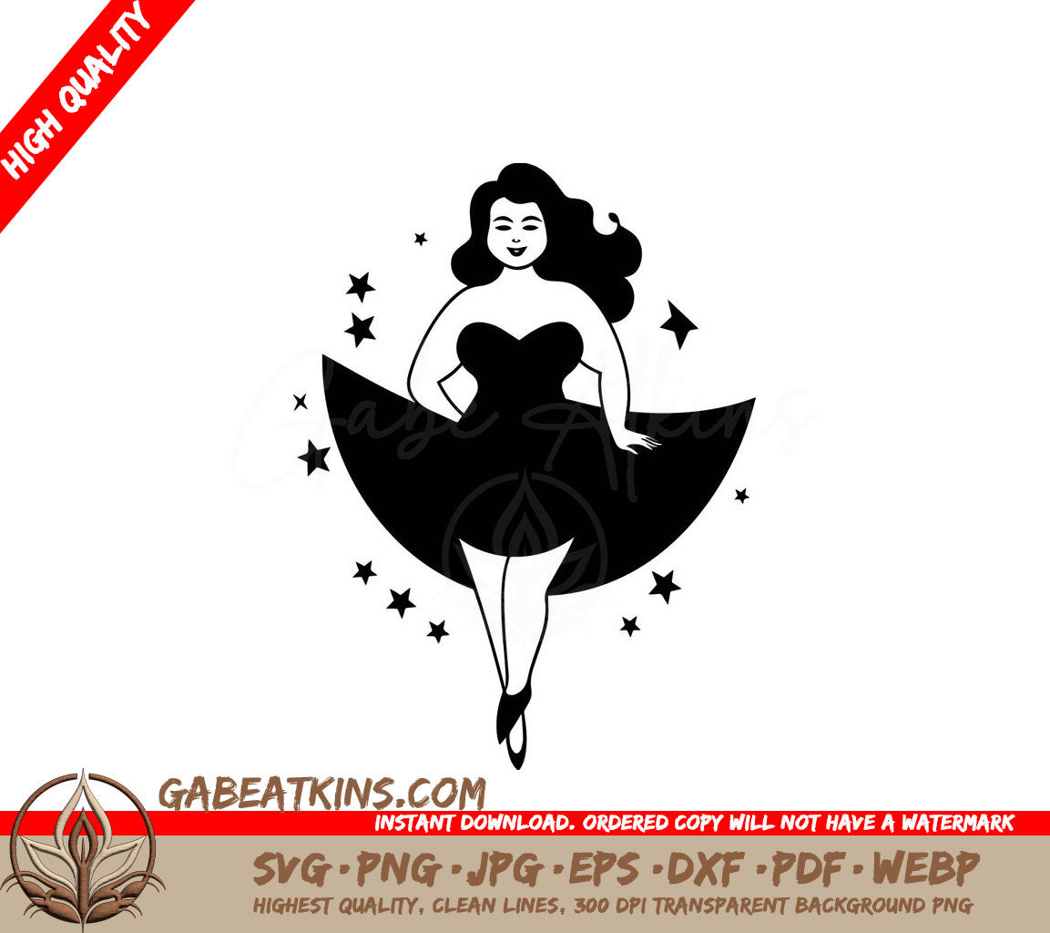  Plus Size Woman in Dress SVG - Confidence & Beauty Redefined SVG