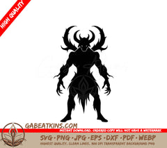  Demon Silhouette SVG - Horned Wizard Illustration SVG