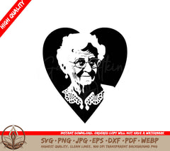 The Heart of a Grandmother - Digital Design File (SVG, PNG, JPG, AI, PDF, DXF, EPS, WebP) 

