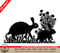 The Tortoise and the Hare Digital Design Files (SVG, PNG, JPG, AI, PDF, DXF, EPS, WebP) 
