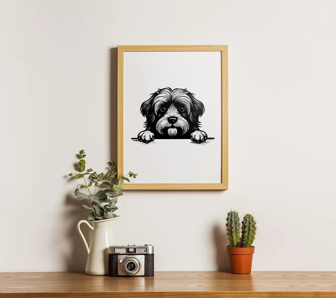 Tibetan Terrier Looking Over Wall -  Dog SVG SVG