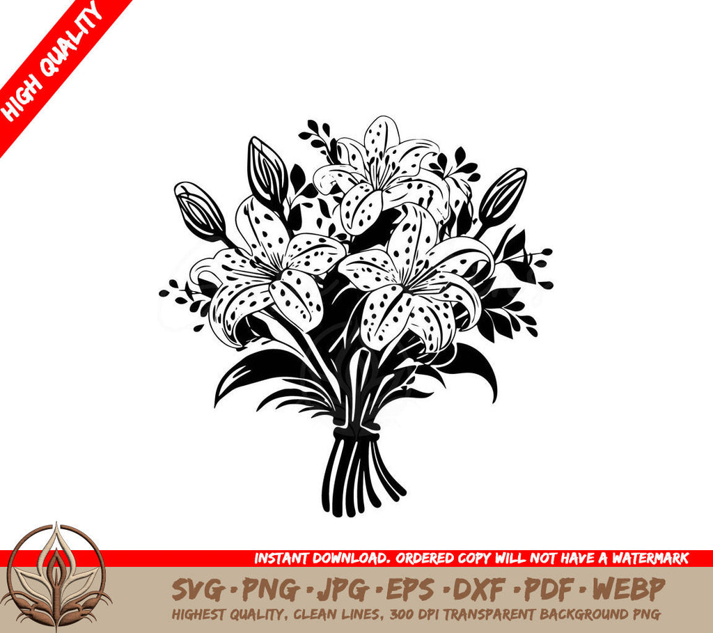 tiger lily svg Tiger Lily Bouquet Digital Design in SVG, PNG, JPG, AI, PDF, DXF, EPS – Gabe Atkins Designs