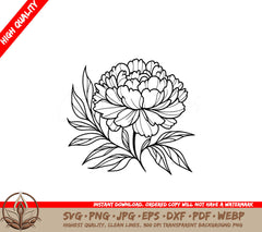 Timeless Peony SVG PNG JPG AI PDF DXF EPS WebP Digital Download Cut File 
