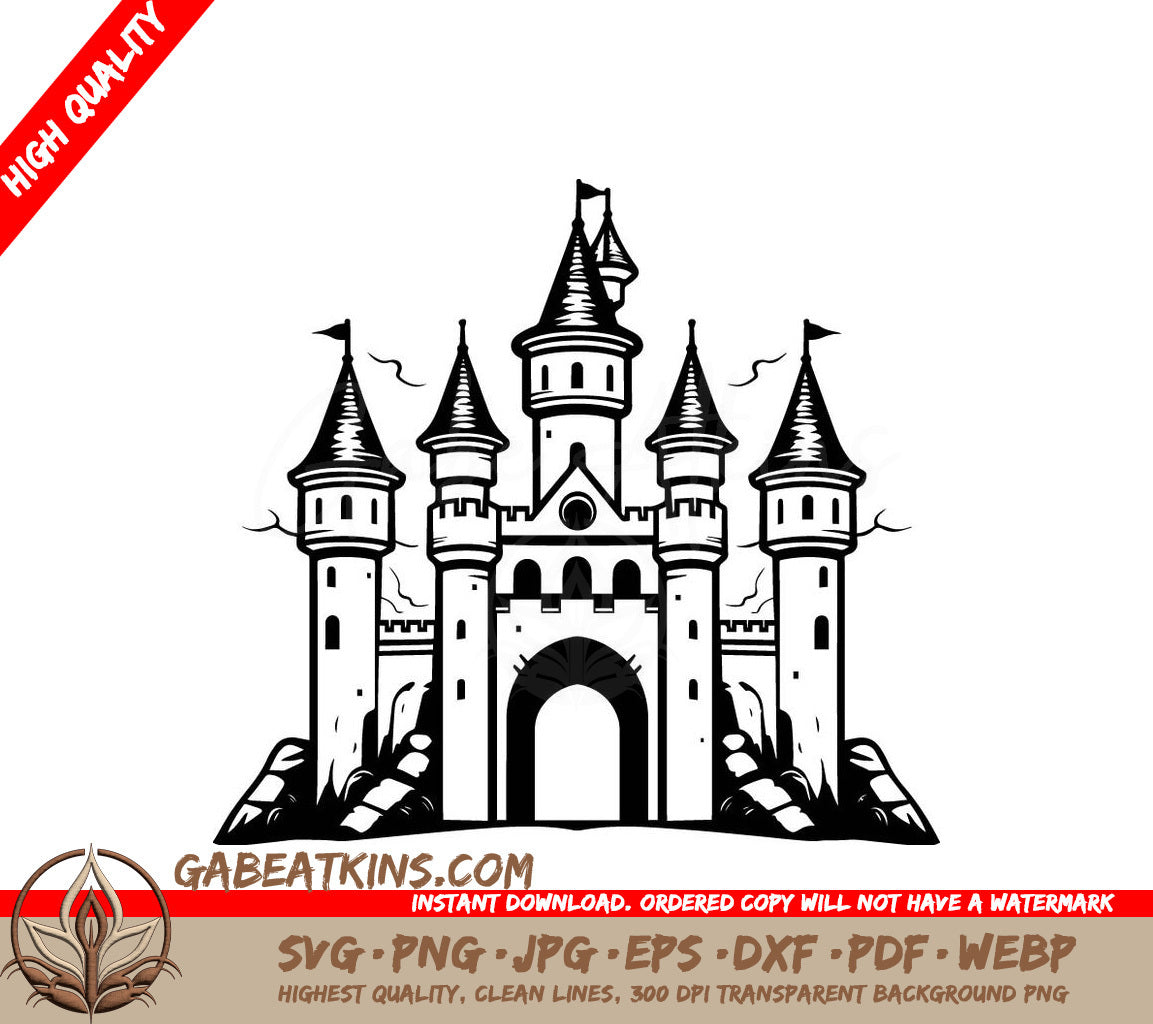  Castle with Flags SVG - Tiny Transporter Mini Truck Vector Emblem SVG