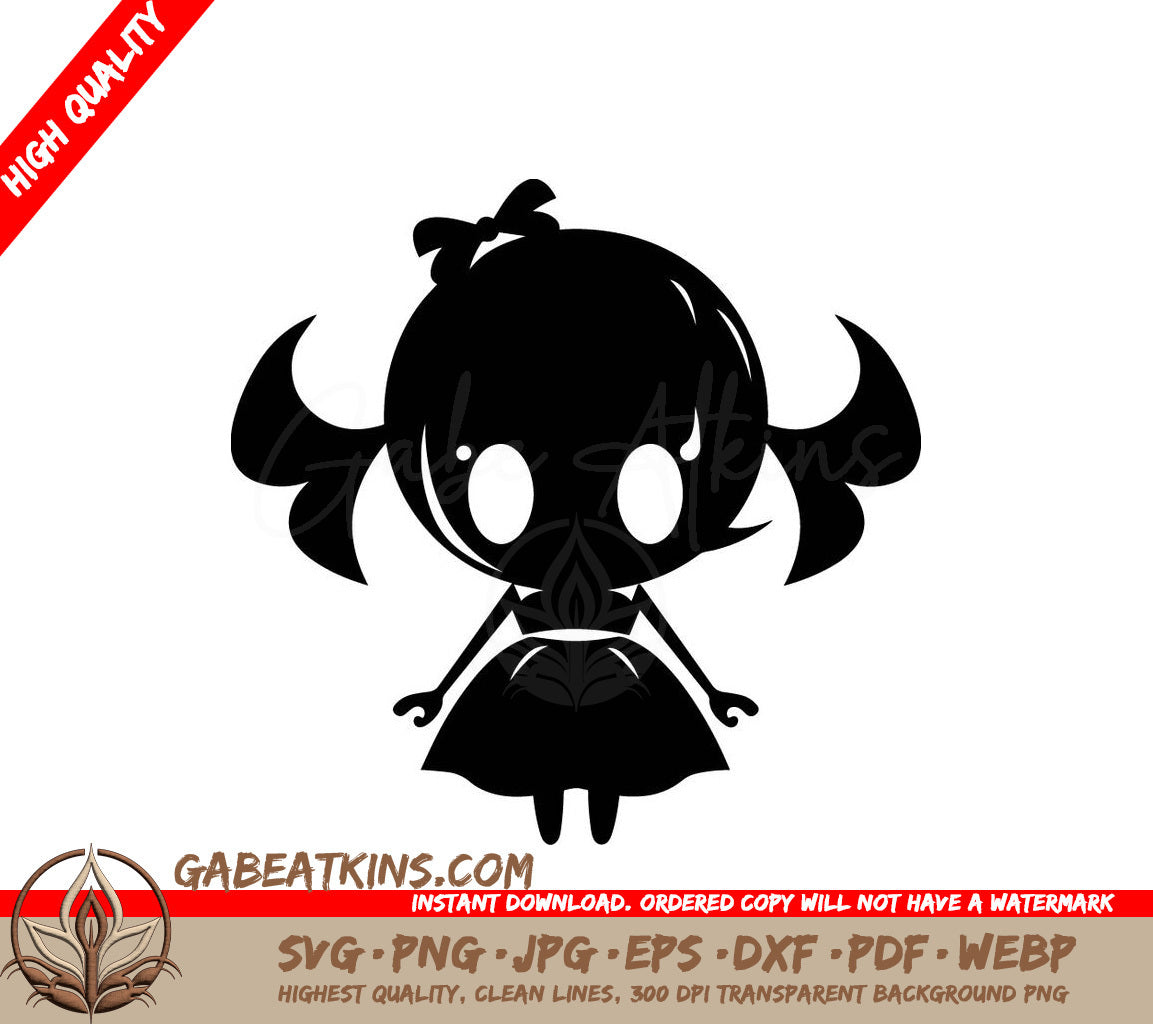 Cute Halloween Girl with Pigtails SVG - Trick or Treat Vector Design SVG