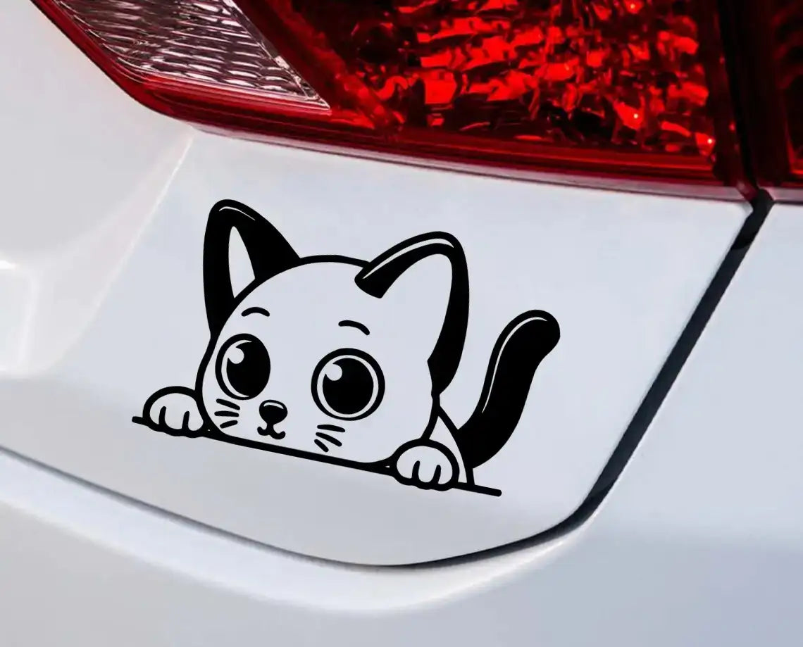 A Cat Peeking Over A Wall . SVG - Twirly Tail Kitty SVG