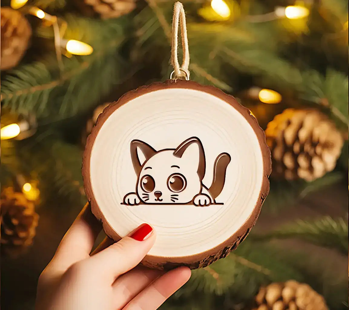 A Cat Peeking Over A Wall . SVG - Twirly Tail Kitty SVG