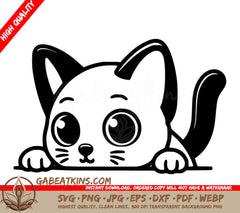  A Cat Peeking Over A Wall . SVG - Twirly Tail Kitty SVG
