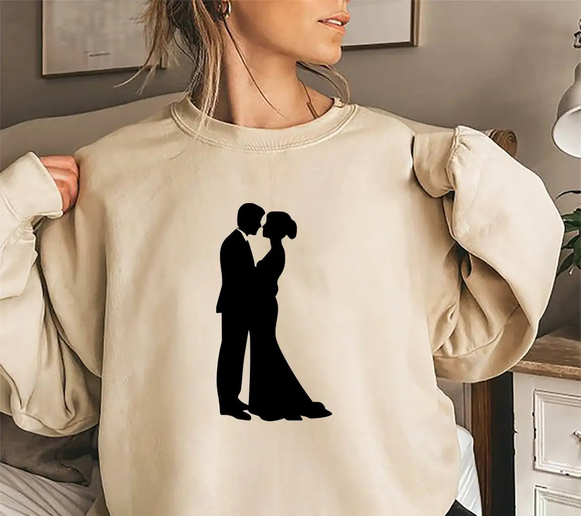 A Silhouette Of A Bride And Groom Kissing SVG - Tying the Knot SVG