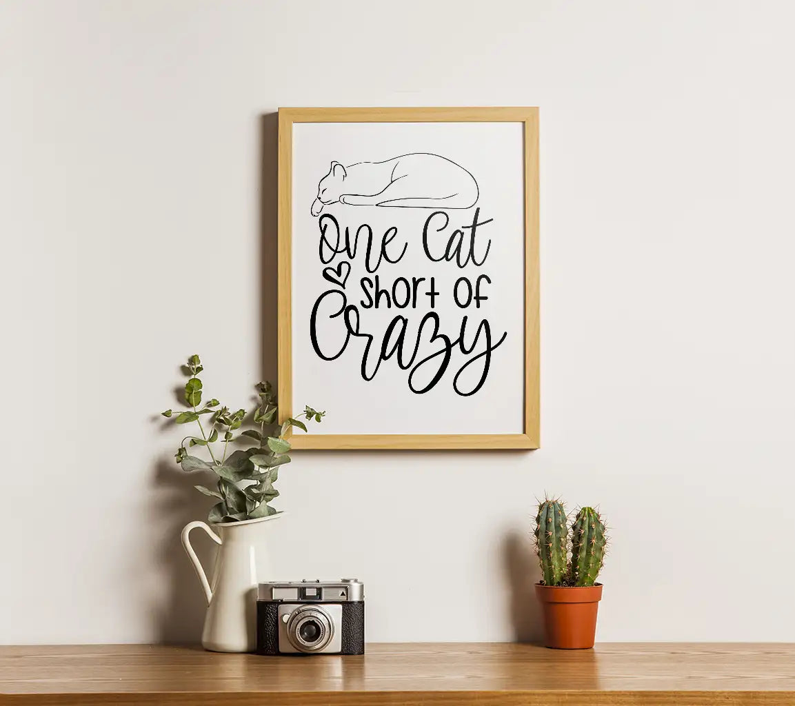 One Cat Short of Crazy SVG -  Cat Typography Design SVG