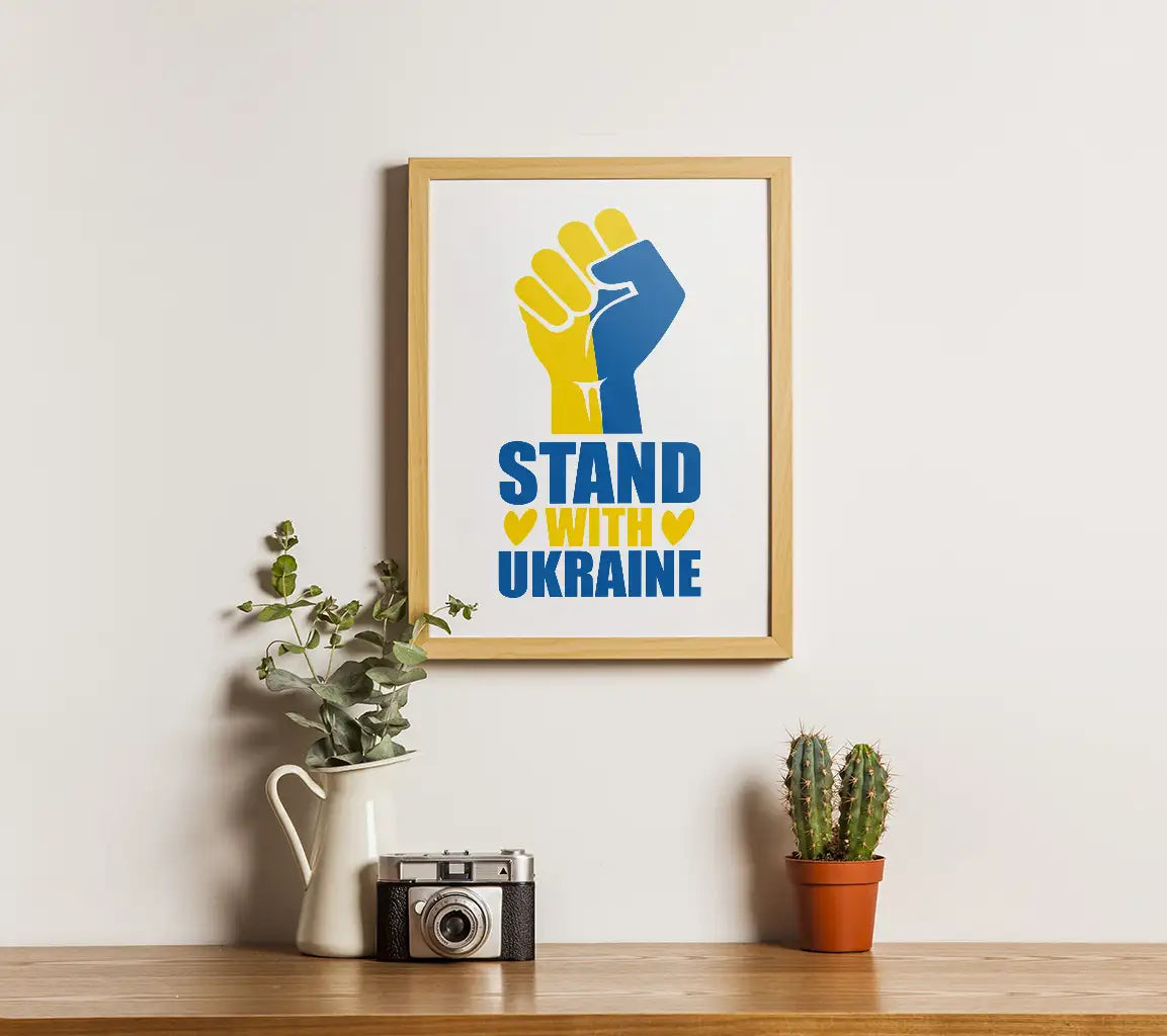 Stand With Ukraine Fist SVG - Blue & Yellow SVG